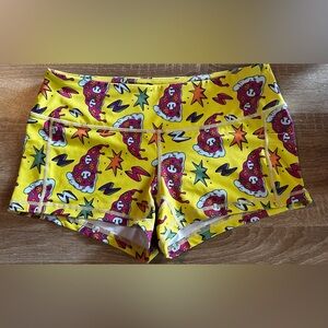 Feed Me Fight Me Yellow Pizza Print Booty Shorts | Size Large